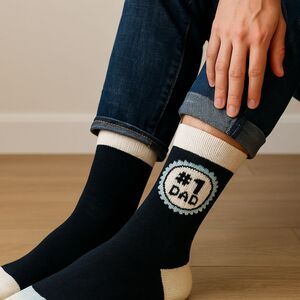 NEW Men's Size 10-13 "#1 DAD" Brightstar Novelty Crew Ankle Socks Father's Day